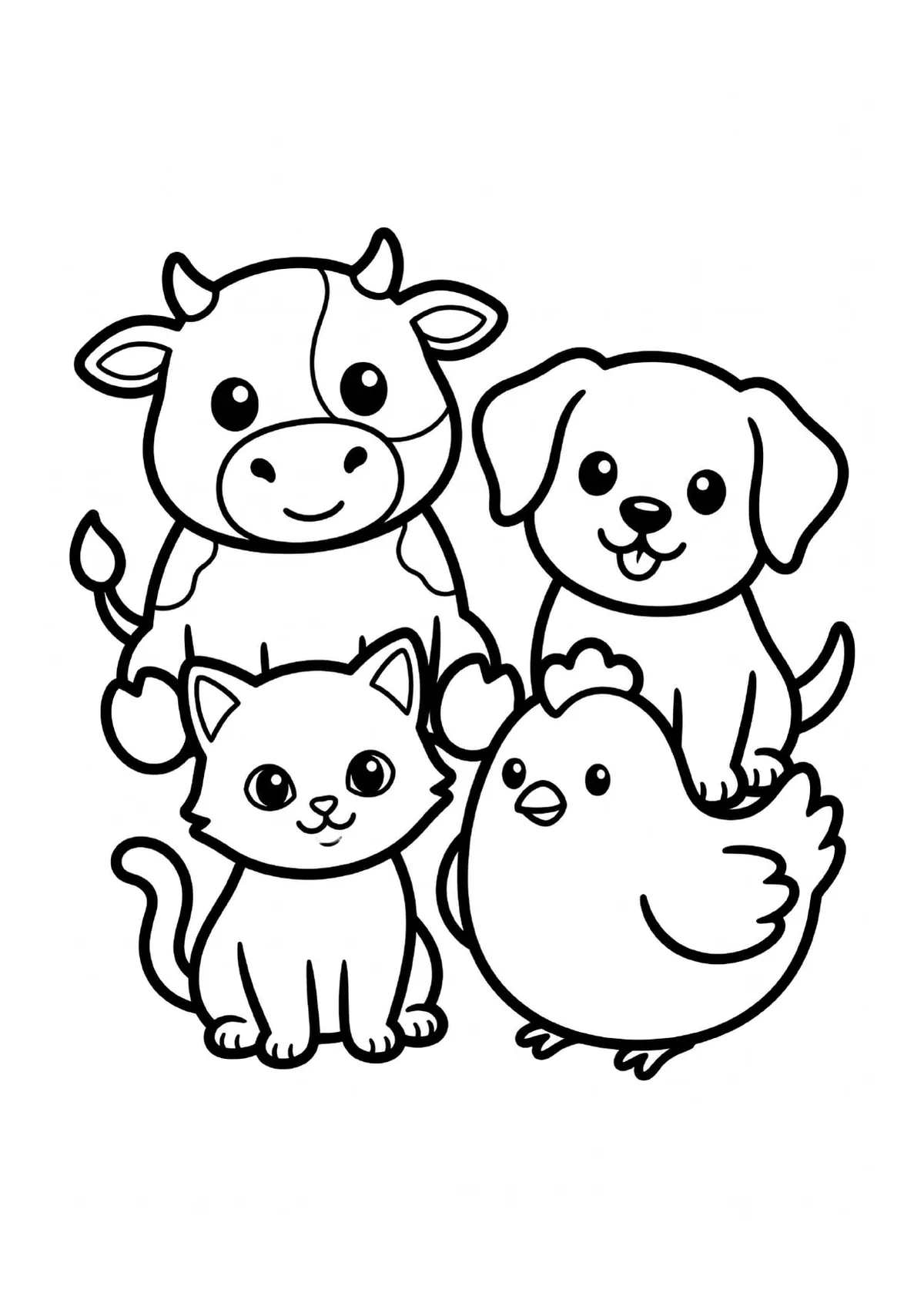 Mis Amigos los Animales Domésticos — dibujo para colorear para imprimir de Inicial