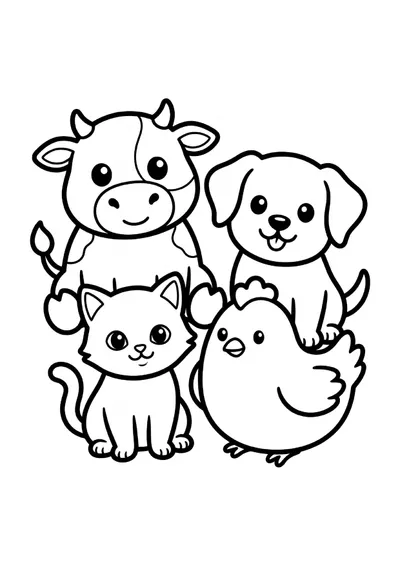Mis Amigos los Animales Domésticos — dibujo para colorear para imprimir