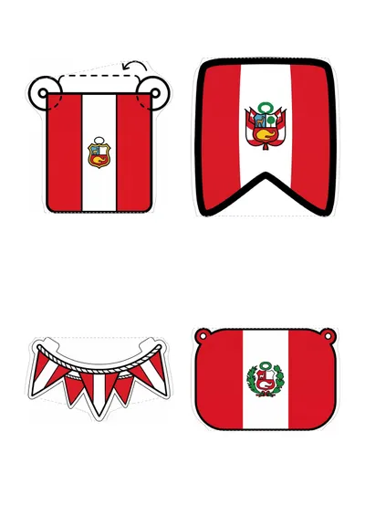 banderitas del Perú para recortar y armar guirnaldas — figuras para recortar para imprimir