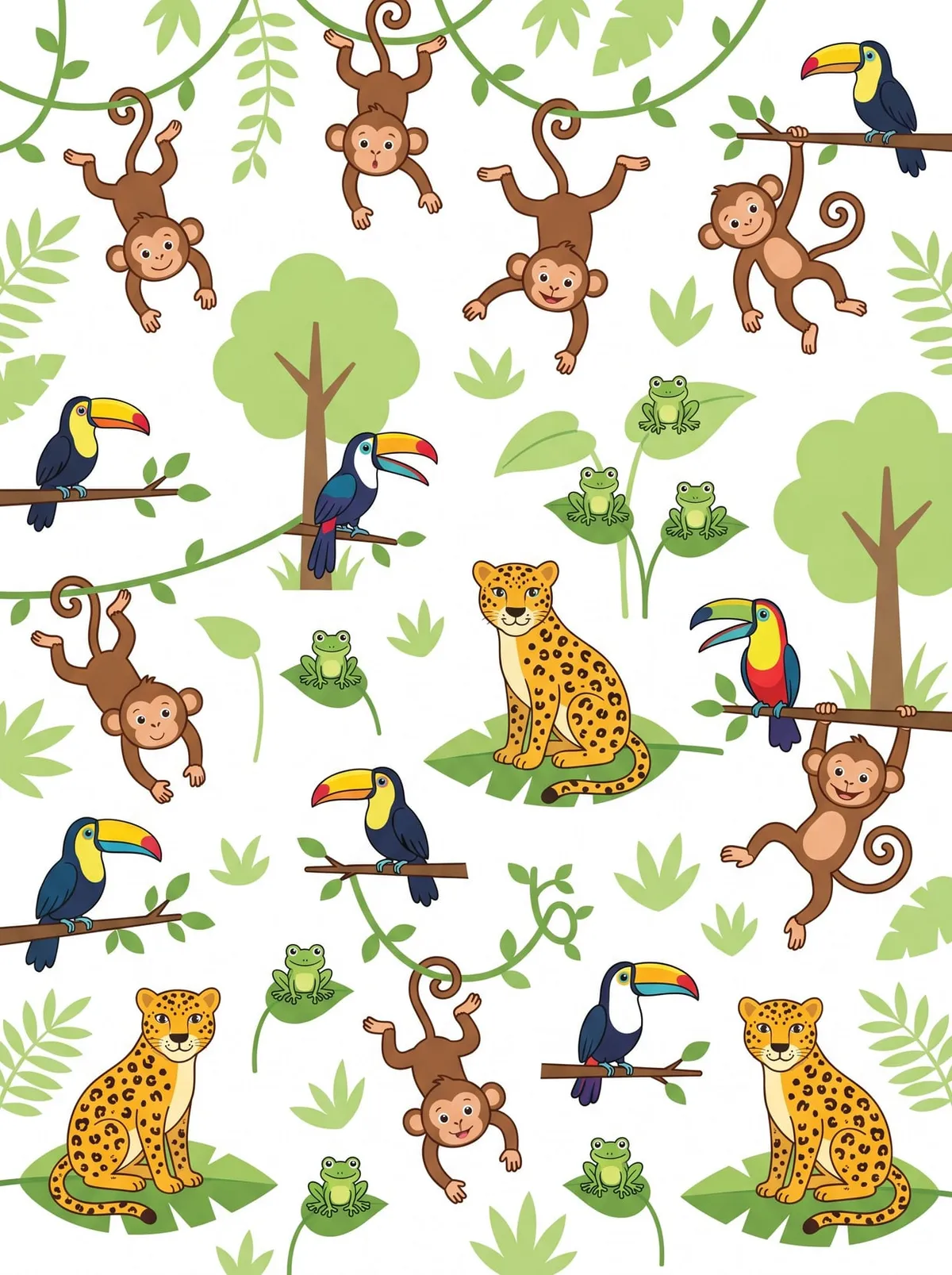 Busca y Cuenta: Animales de la Selva — busca y cuenta para imprimir de Primaria