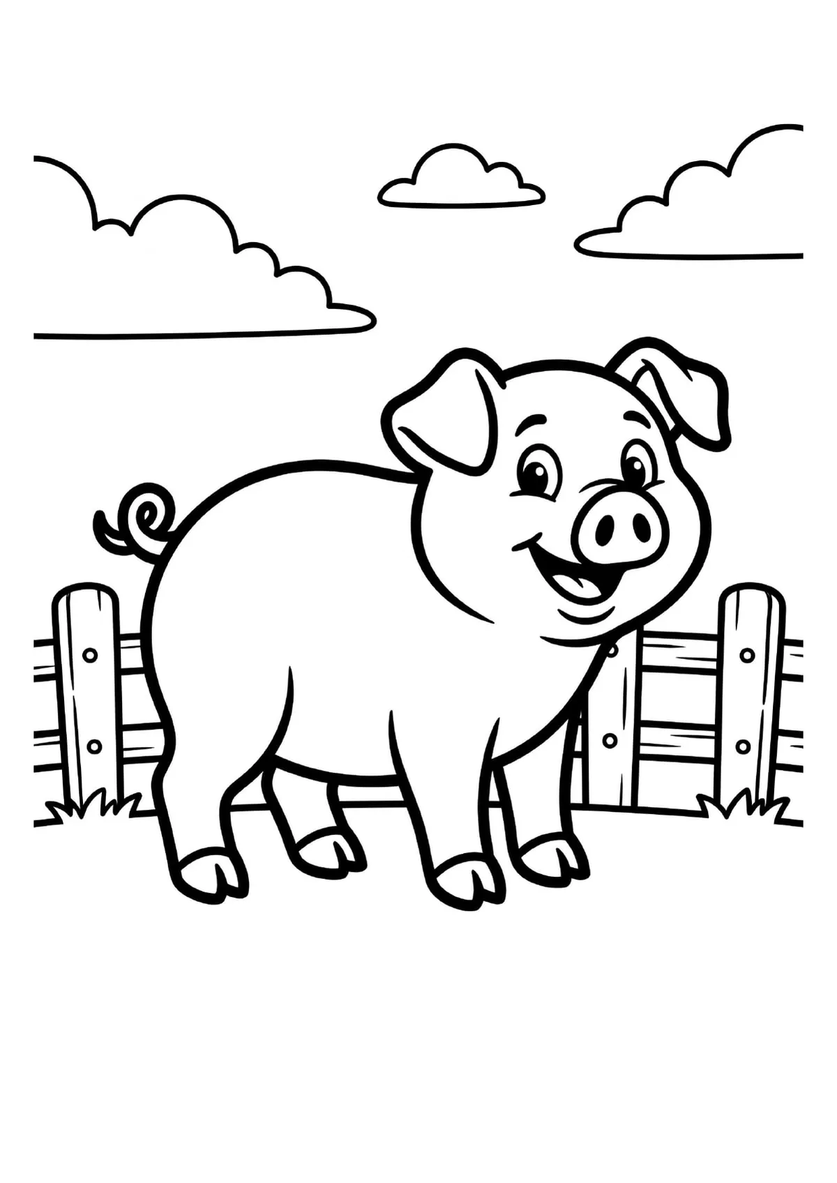 Dibujo de Chancho para Colorear e imprimir en PDF — Primaria — vista previa de la página 1