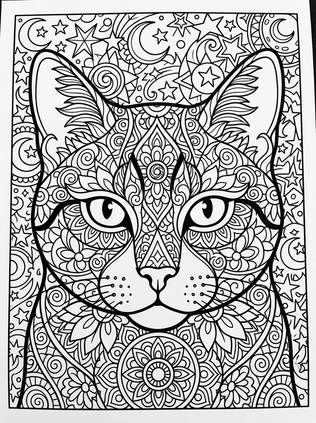 Cuaderno de Dibujo de Gatos: Arte Zentangle y Patrones Complejos — dibujo para colorear para imprimir de Secundaria