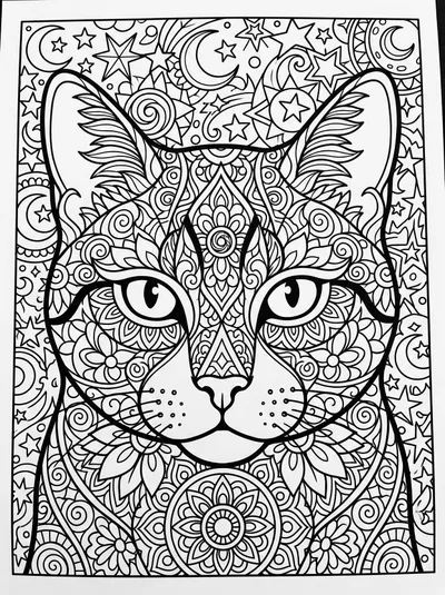 Cuaderno de Dibujo de Gatos: Arte Zentangle y Patrones Complejos — dibujo para colorear para imprimir de Secundaria