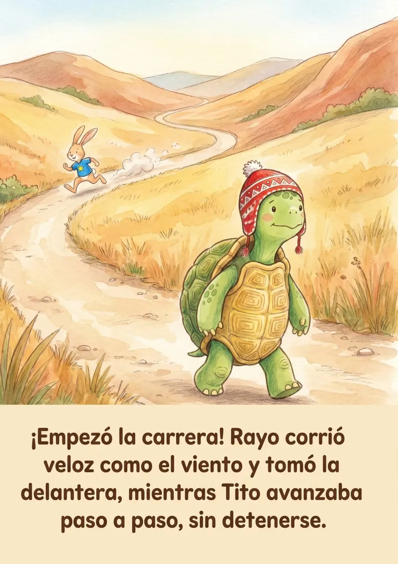 Cuento de la Tortuga y la Liebre en el Valle para imprimir — página 2 de 3