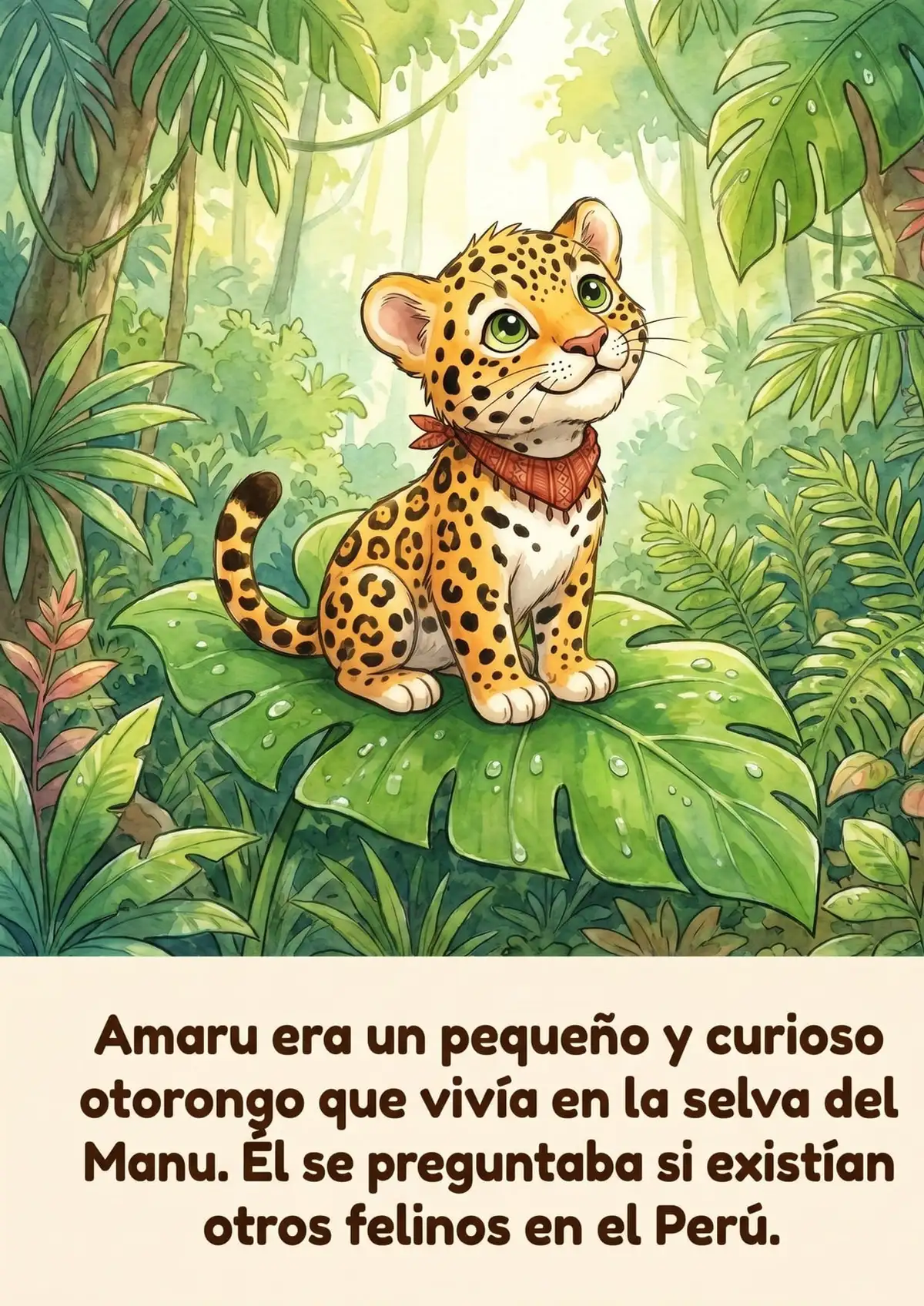 Cuento de Amaru y la gran familia de felinos para imprimir — vista previa de la página 1