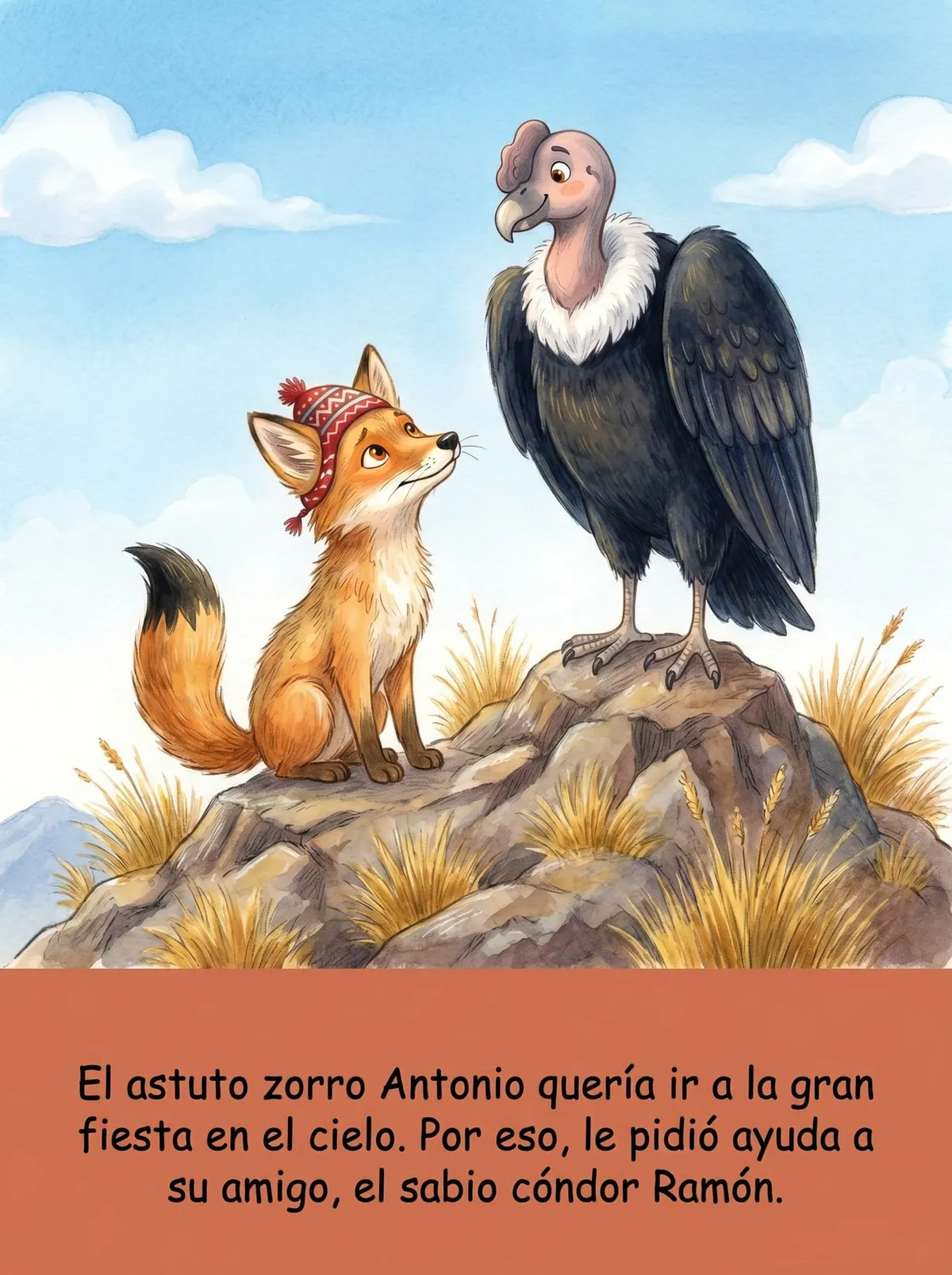 El Zorro y el Cóndor — cuento ilustrado para imprimir de Primaria