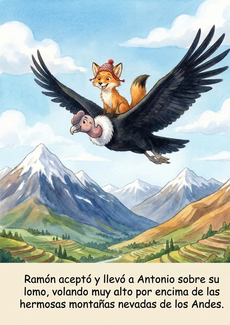 Cuento del Zorro y el Cóndor para imprimir en PDF — Primaria — página 2 de 3