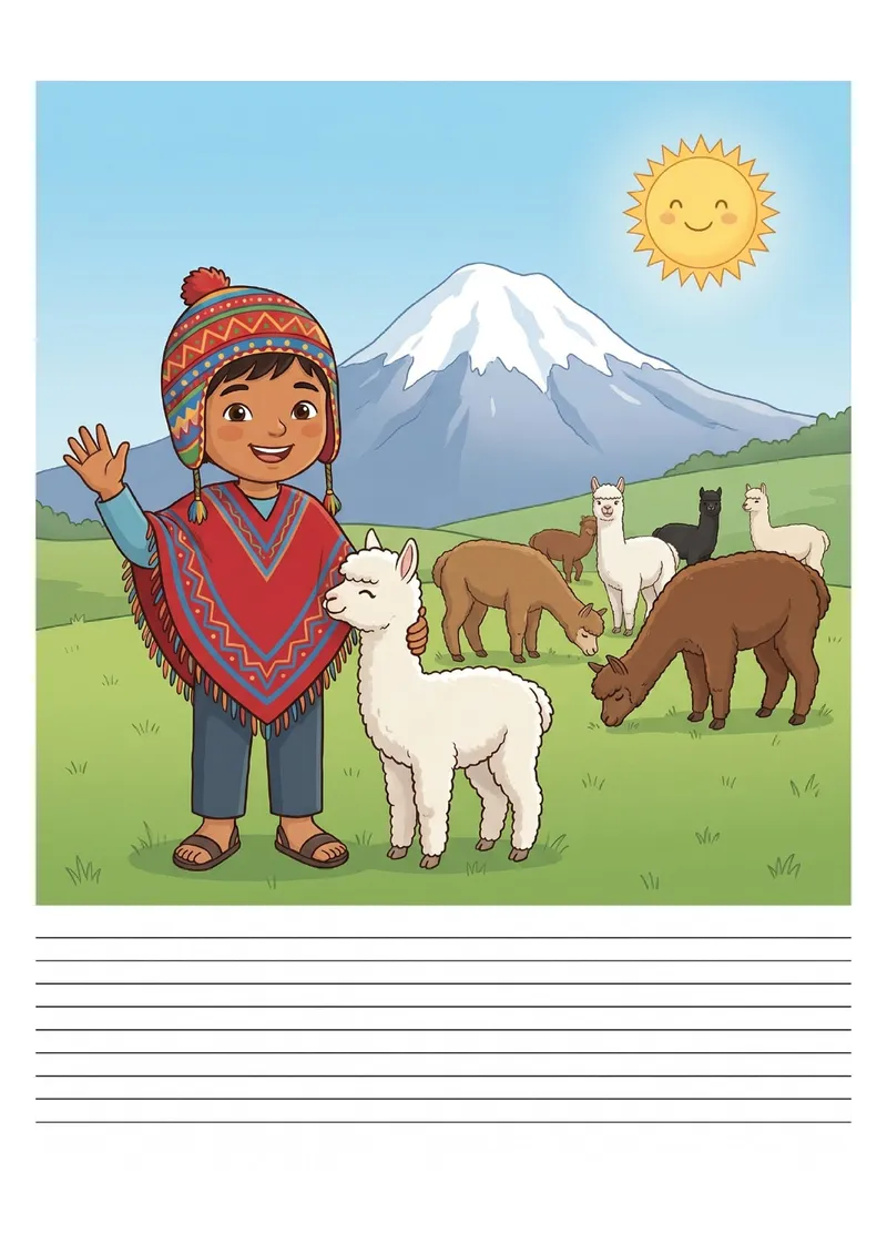 Cuento para completar sobre una Aventura en los Andes en PDF — página 2 de 3