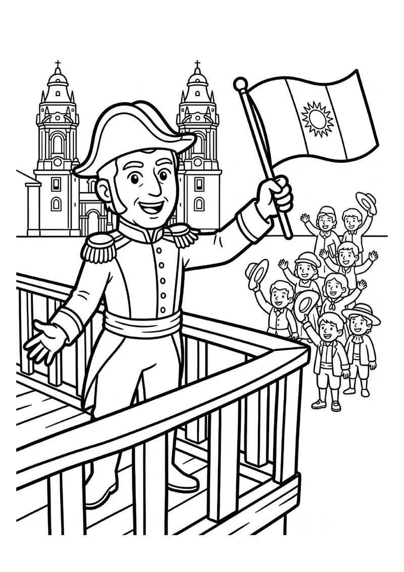 Dibujo de San Martín y la Proclamación para colorear — Primaria
