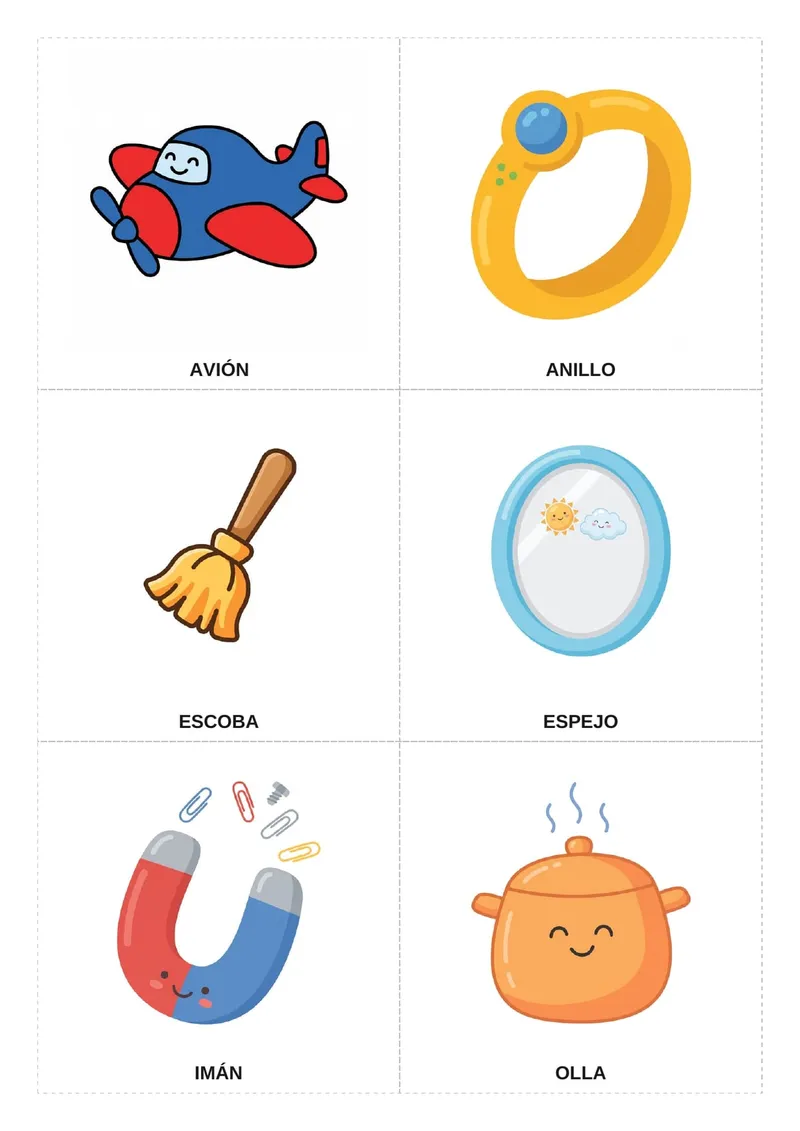 Flashcards de las cinco vocales con objetos… para imprimir — Inicial