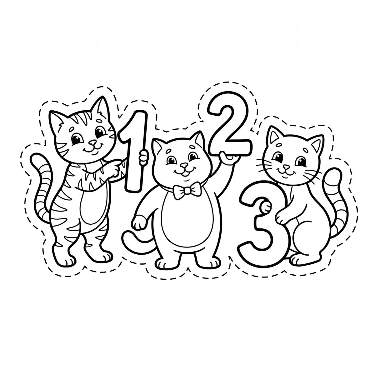 gatos contando numeros — figuras para recortar para imprimir de Primaria