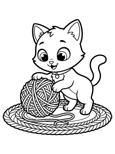 Lindo Gatito Jugando — dibujo para colorear para imprimir