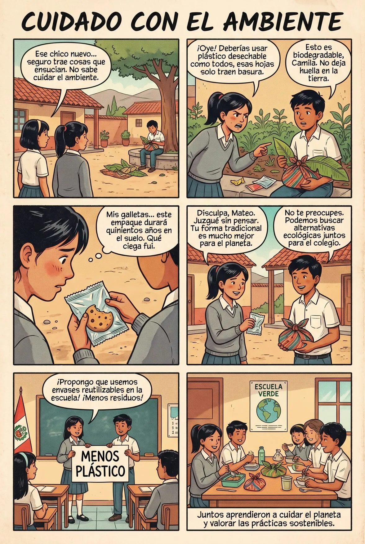 Cuidado con el ambiente — historieta para imprimir de Secundaria