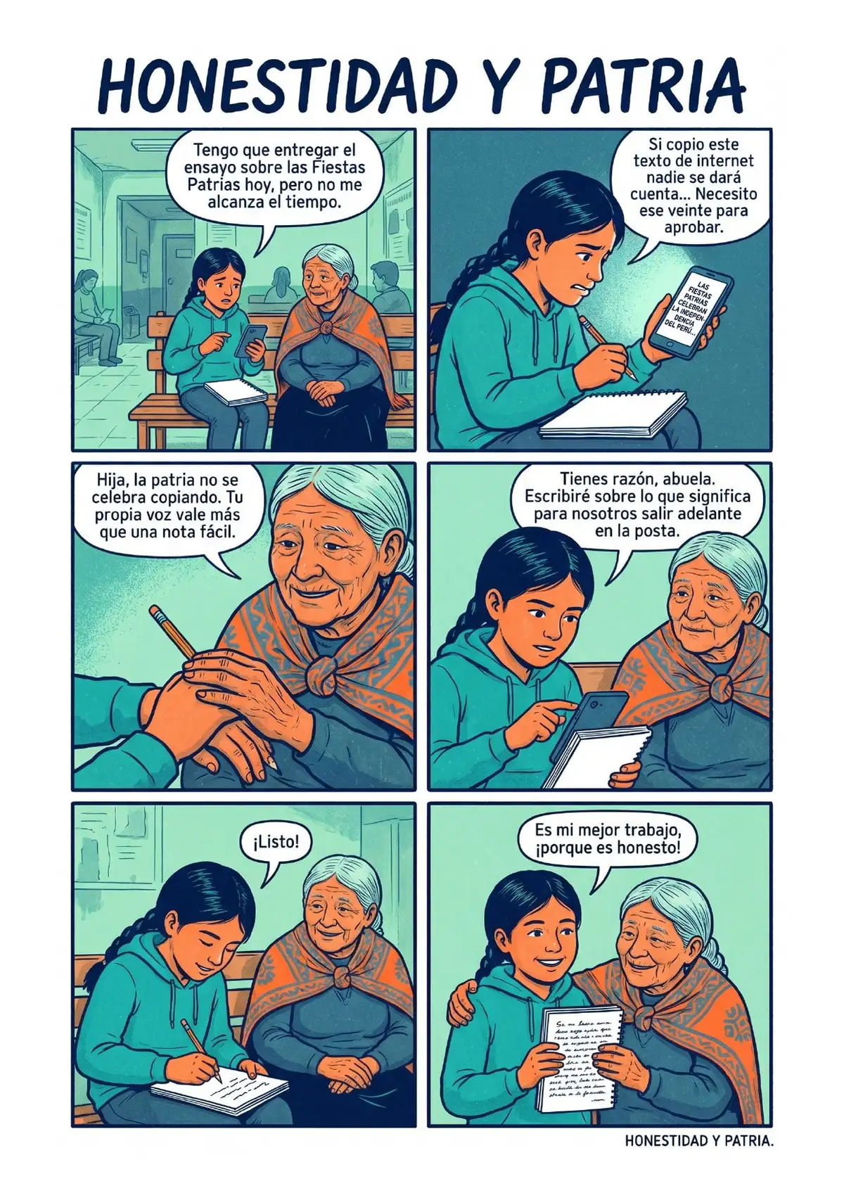 Historieta de Honestidad y Patria para imprimir — Secundaria — vista previa de la página 1