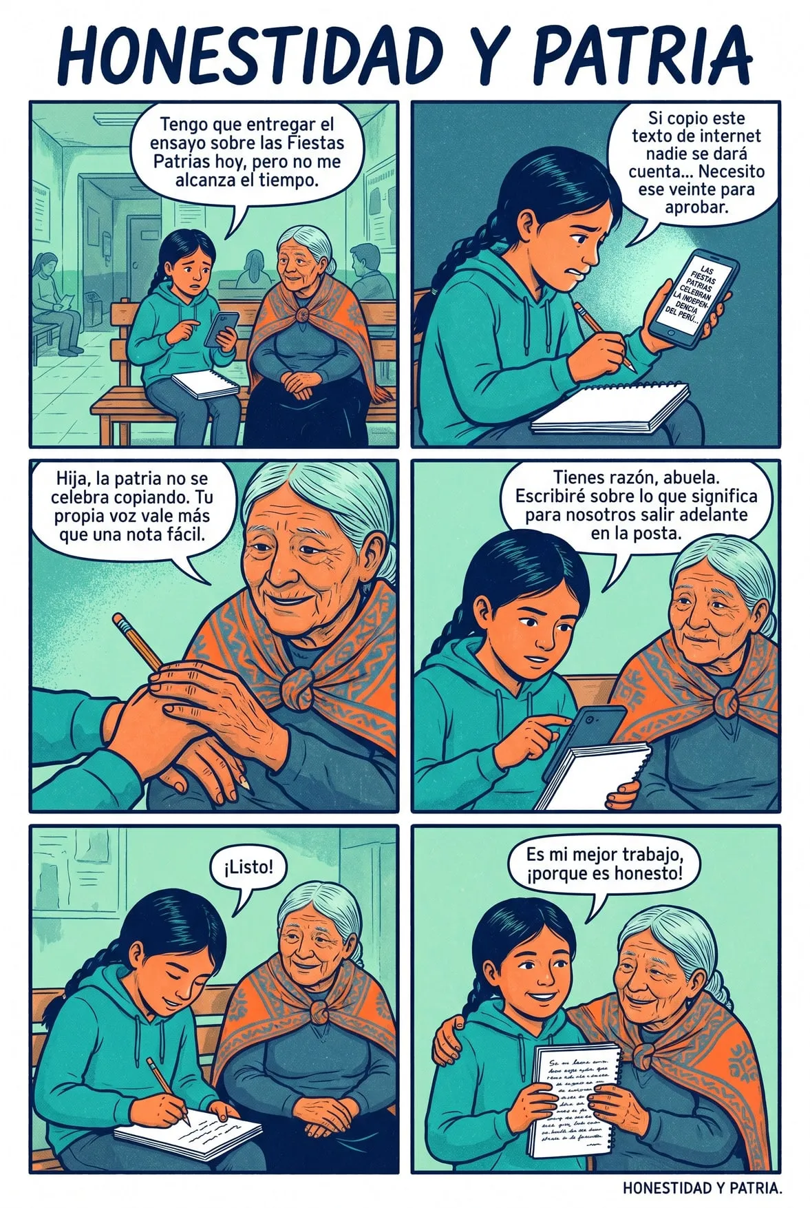 Honestidad y Patria — historieta para imprimir de Secundaria
