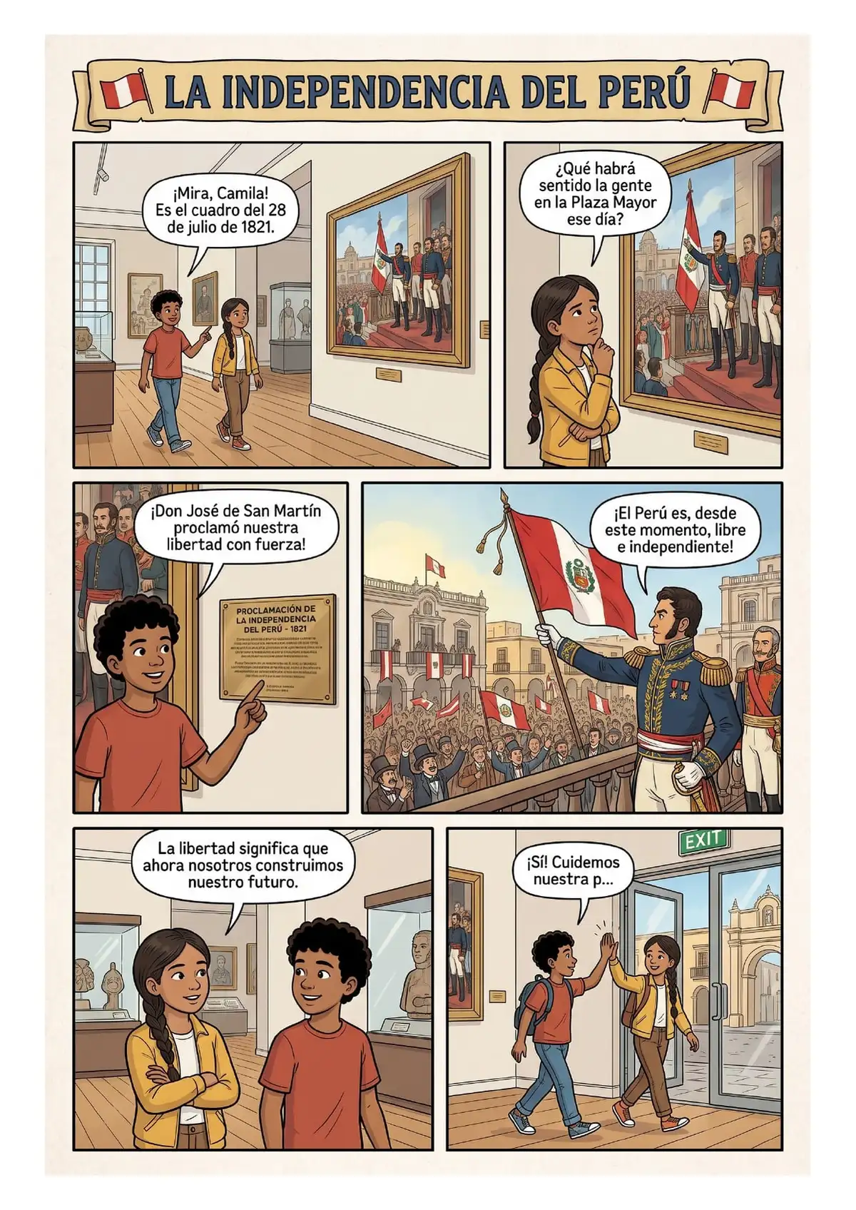 Historieta de la Proclamación de la Independencia — Primaria — vista previa de la página 1