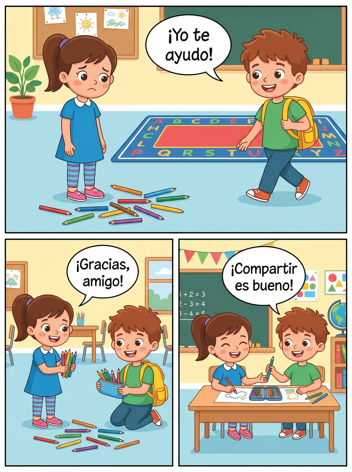 Historieta de los Valores: La Solidaridad — historieta para imprimir de Primaria