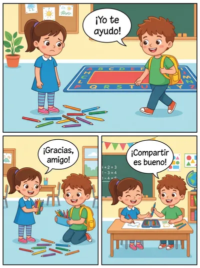 Historieta de los Valores: La Solidaridad — historieta para imprimir de Primaria