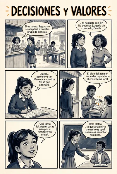 Decisiones y Valores — historieta para imprimir