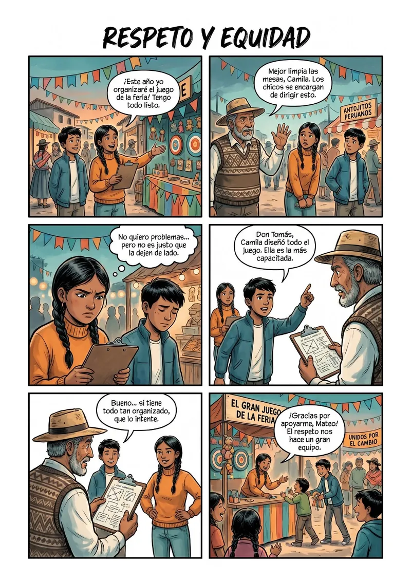 Historieta de Respeto y Equidad en la Comunidad — Secundaria