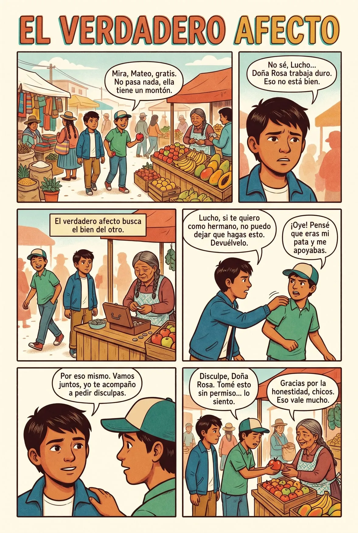 El Verdadero Afecto — historieta para imprimir de Secundaria