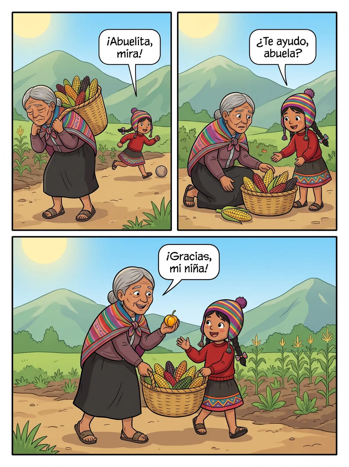 El respeto a nuestros abuelos — historieta para imprimir de Primaria