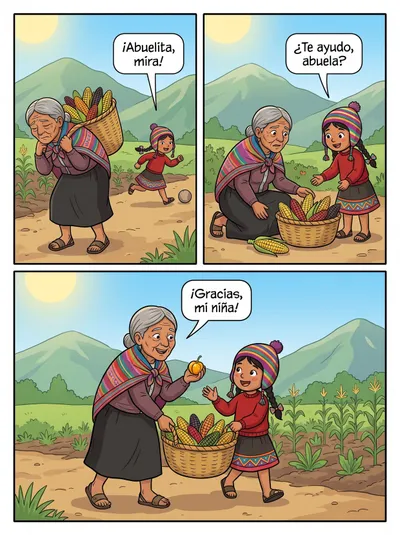 El respeto a nuestros abuelos — historieta para imprimir de Primaria
