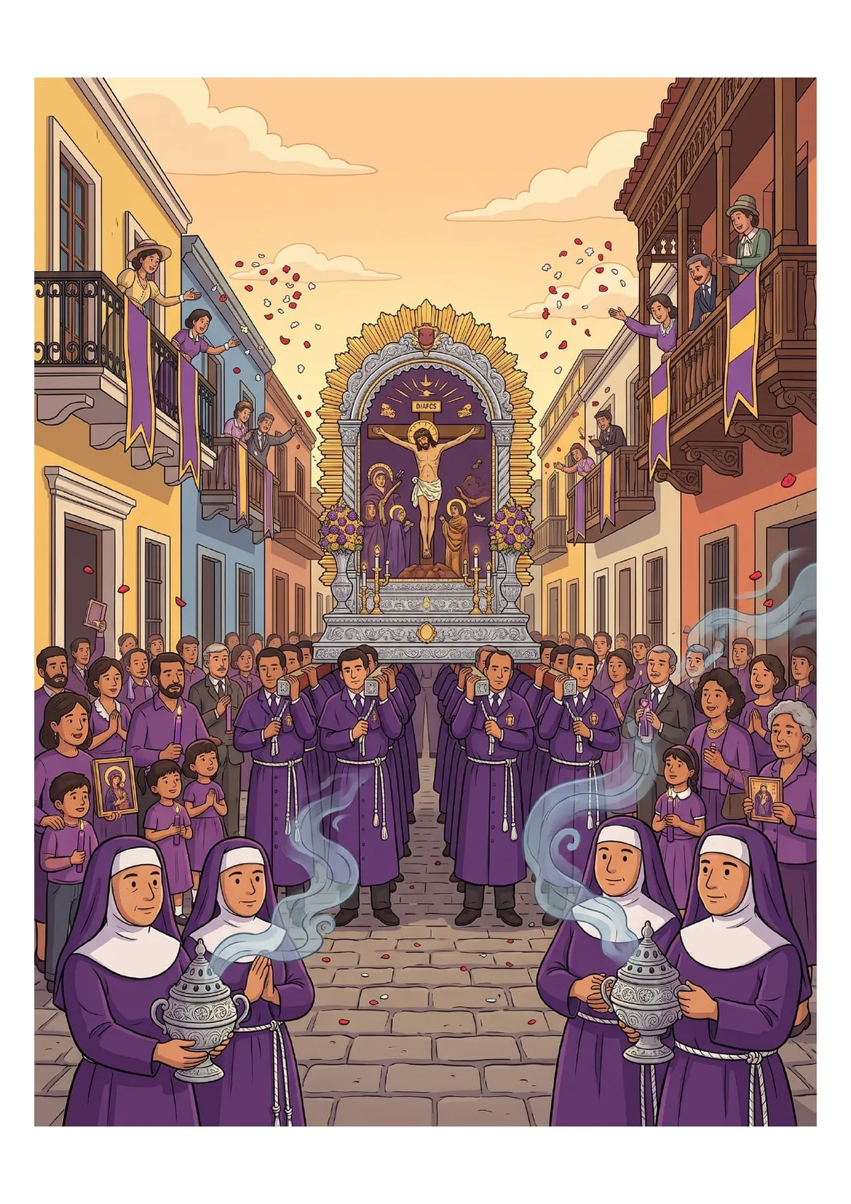 La Procesión del Señor de los Milagros — lámina de observación para imprimir de Primaria