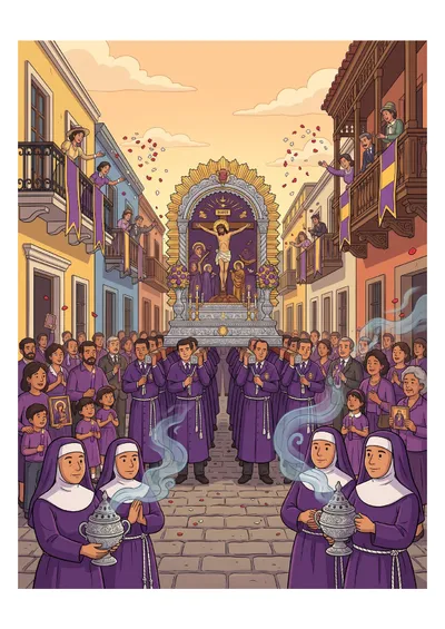 La Procesión del Señor de los Milagros — lámina de observación para imprimir