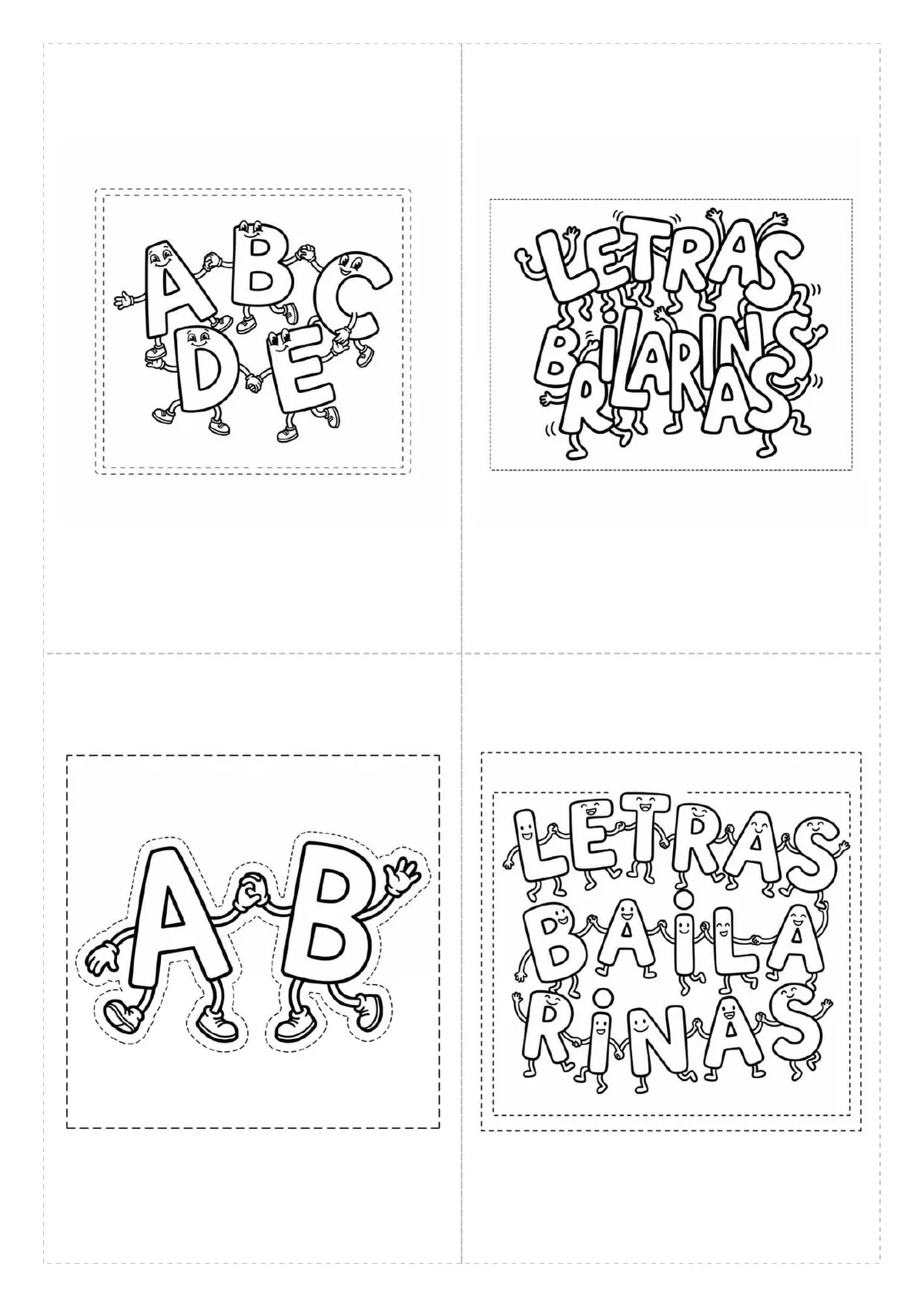 Figuras de letras bailarinas para recortar e imprimir en PDF — vista previa de la página 1