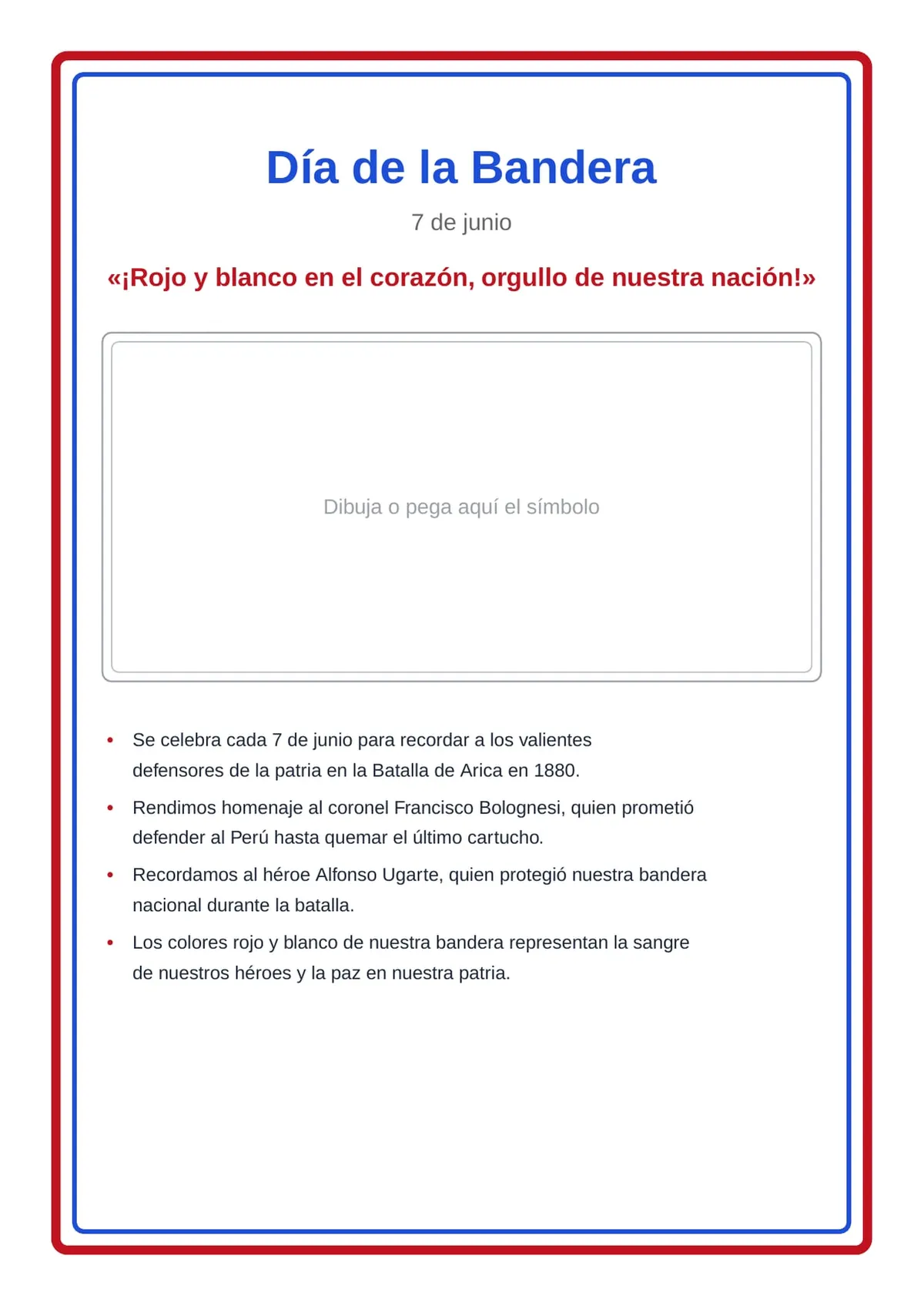 Panel cívico Día de la Bandera para imprimir — Primaria — vista previa de la página 1