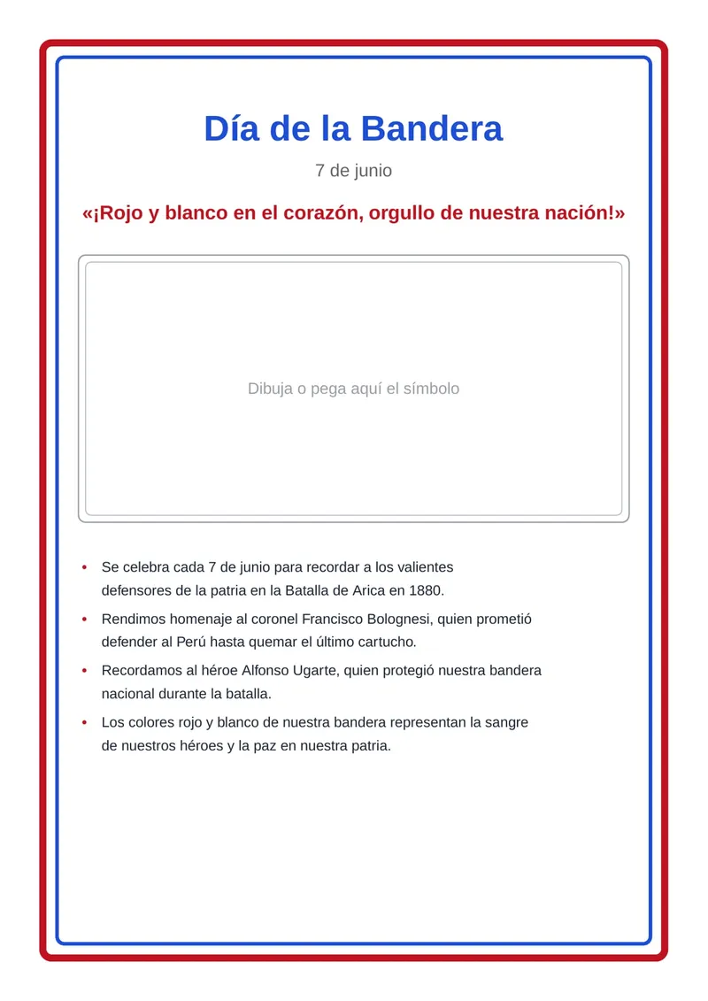 Panel cívico Día de la Bandera para imprimir