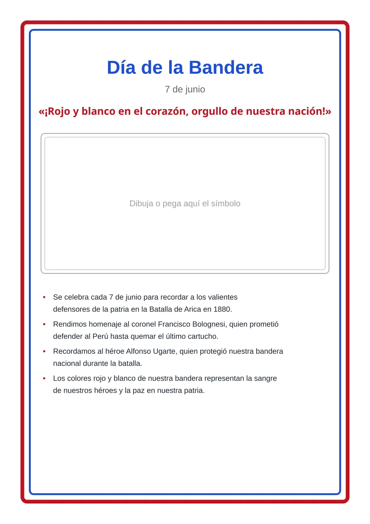 Día de la Bandera — panel cívico para imprimir de Primaria