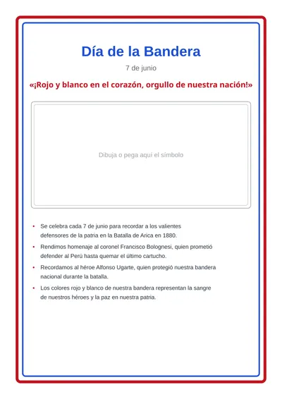 Día de la Bandera — panel cívico para imprimir de Primaria