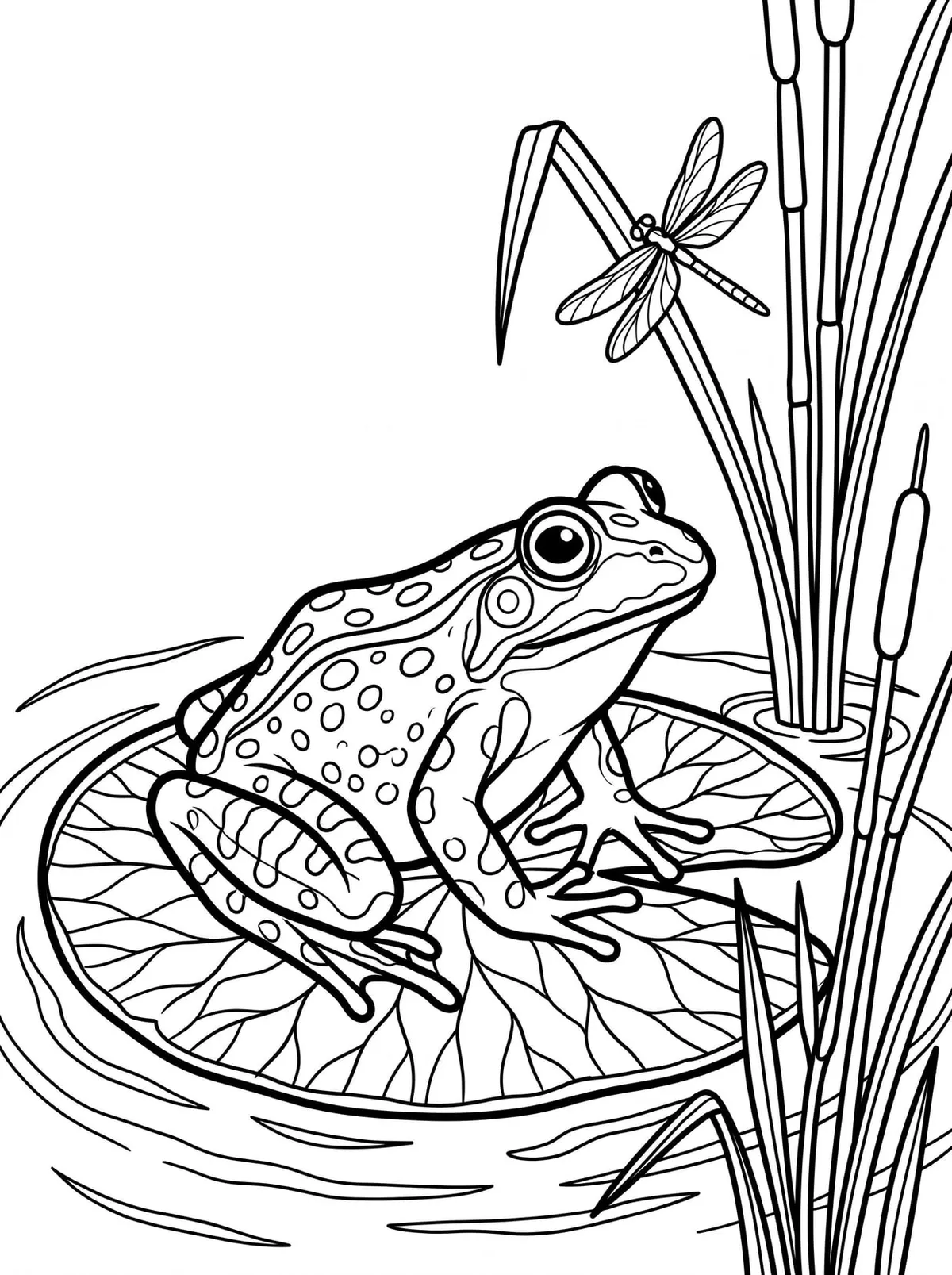 La Rana en el Estanque — dibujo para colorear para imprimir de Primaria