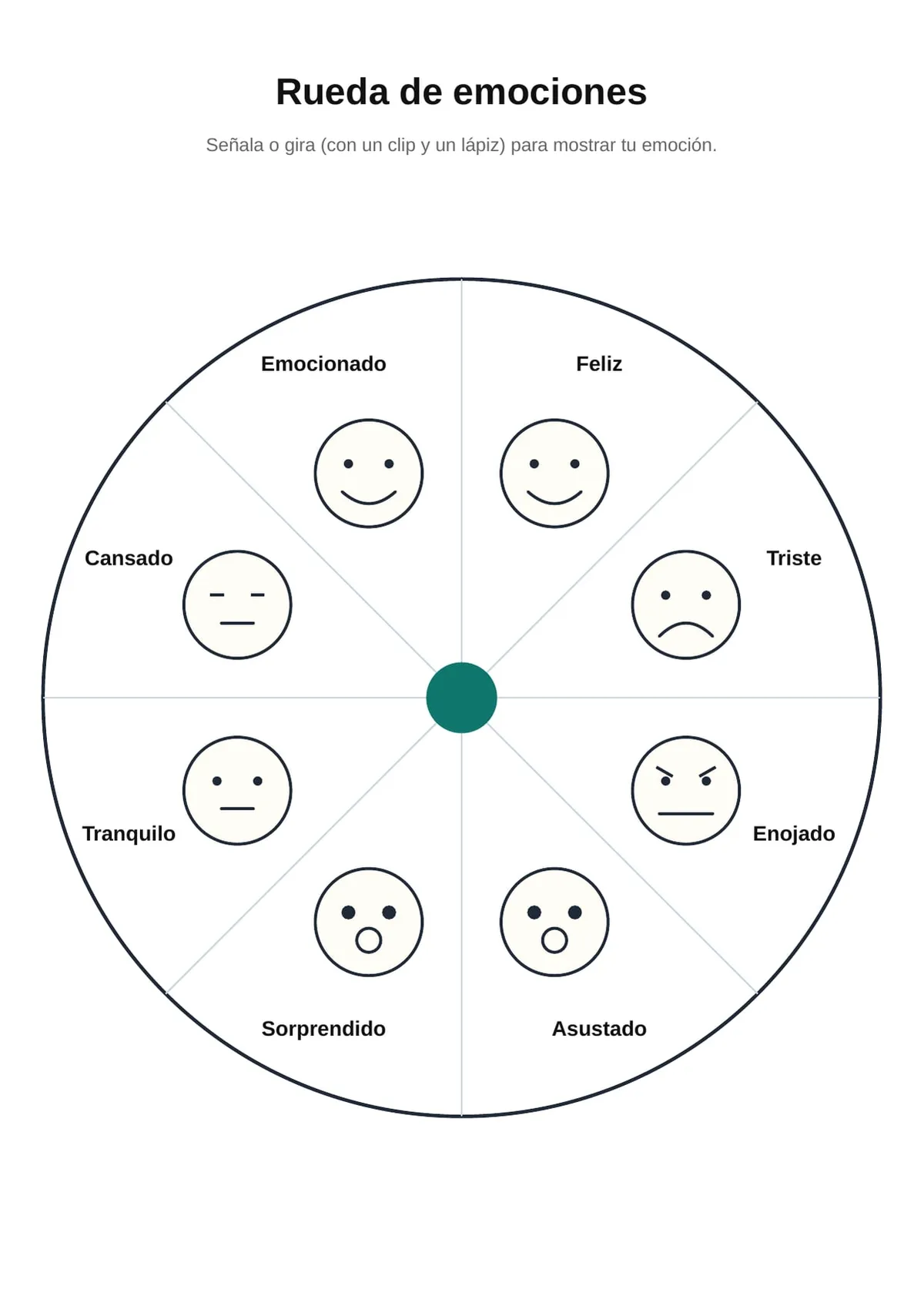 Rueda de emociones para imprimir en PDF — Primaria — vista previa de la página 1