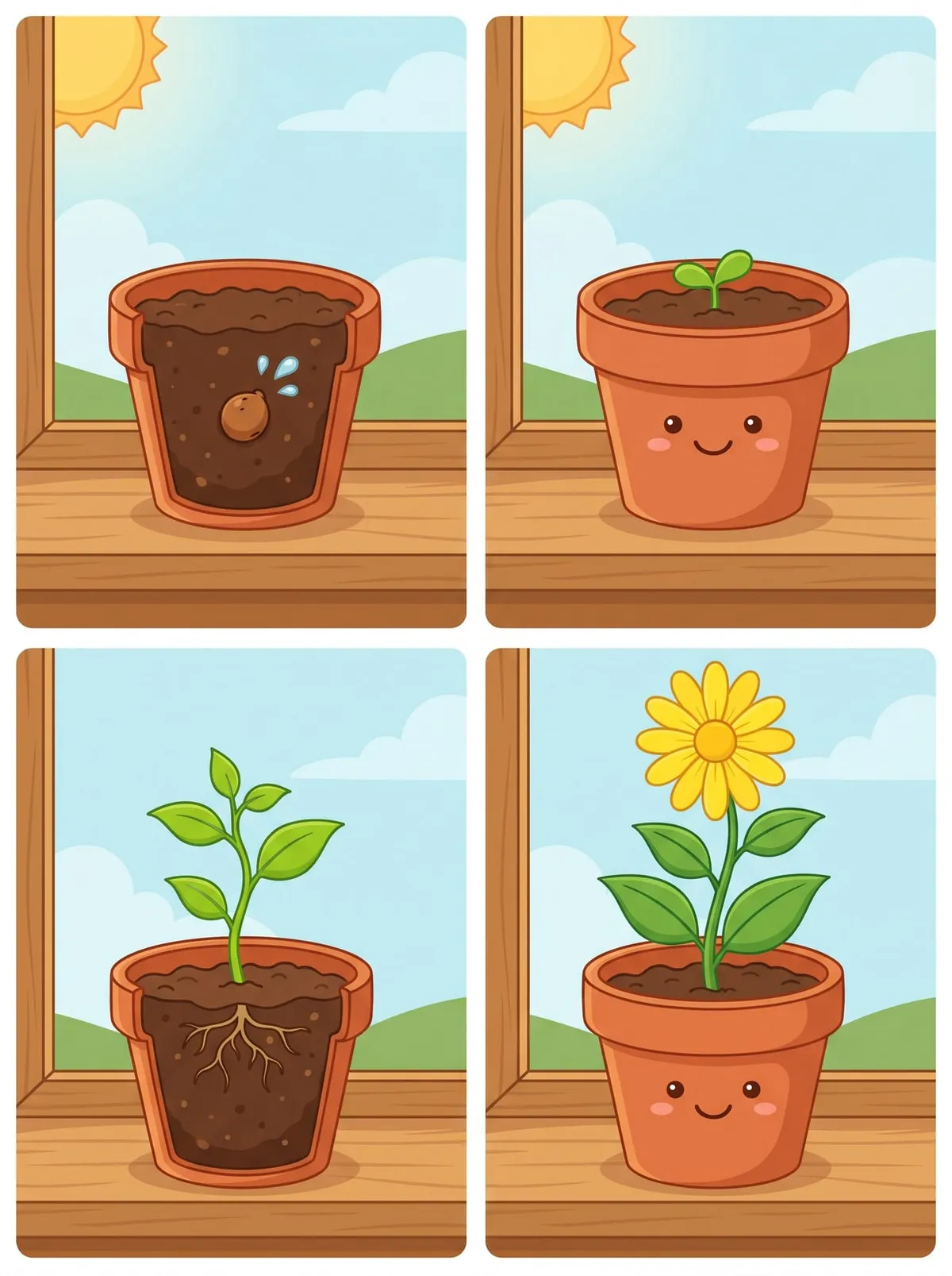 Secuencia del Crecimiento de una Planta — tarjetas de secuencia para imprimir de Primaria
