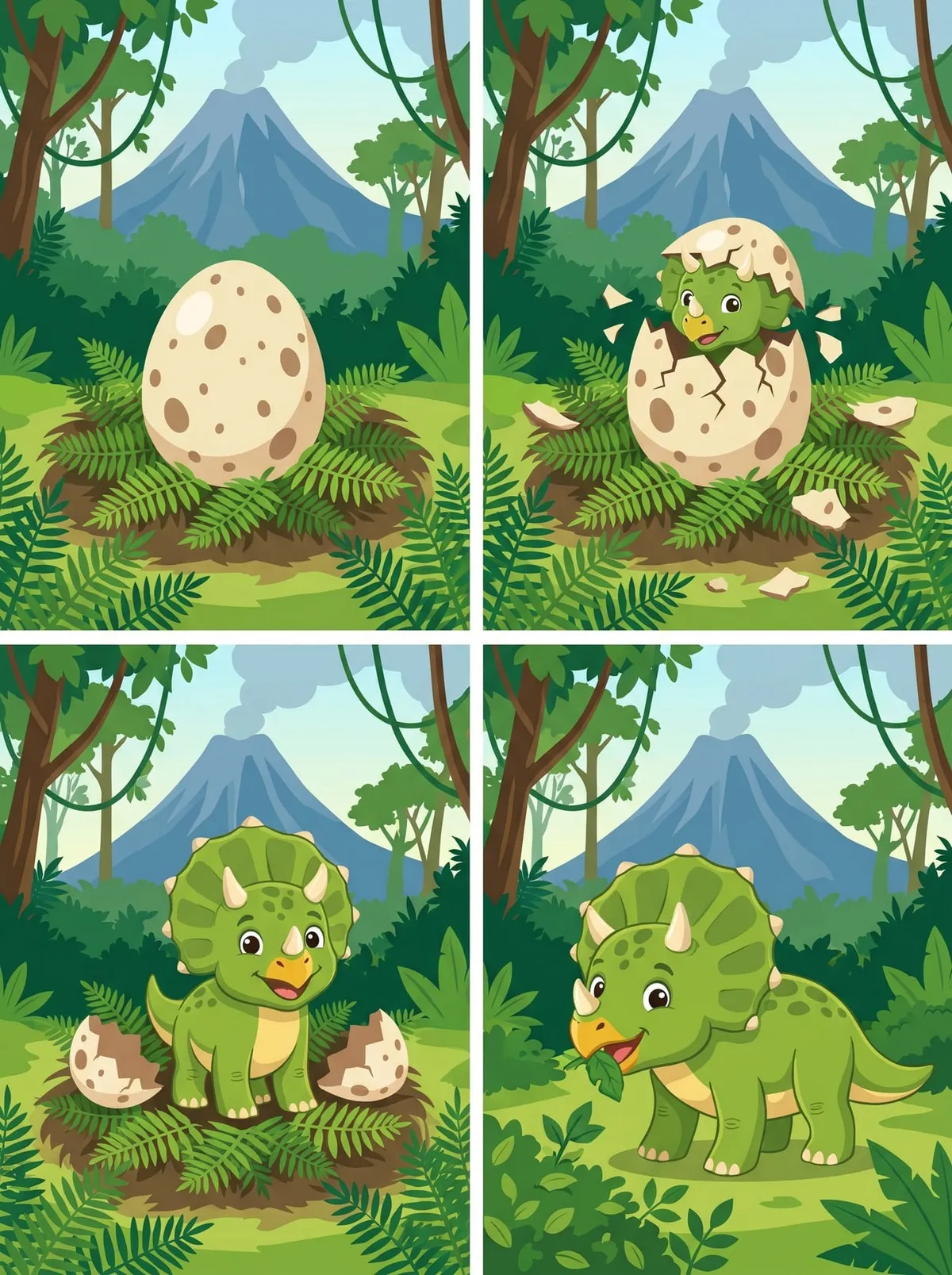 Secuencia del Ciclo de Vida de un Dinosaurio — tarjetas de secuencia para imprimir de Primaria