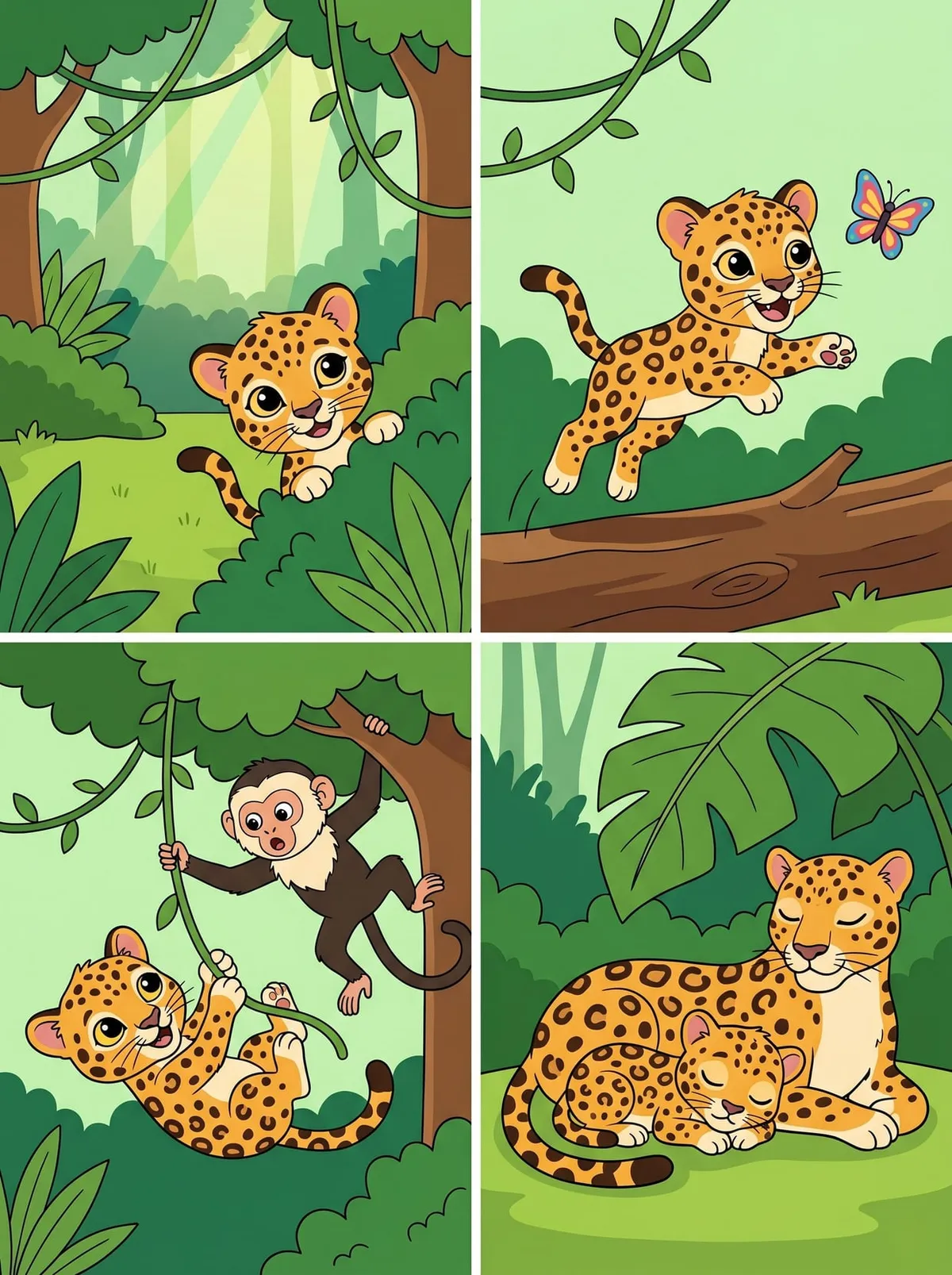 Secuencia del Jaguar de la Selva — tarjetas de secuencia para imprimir de Primaria