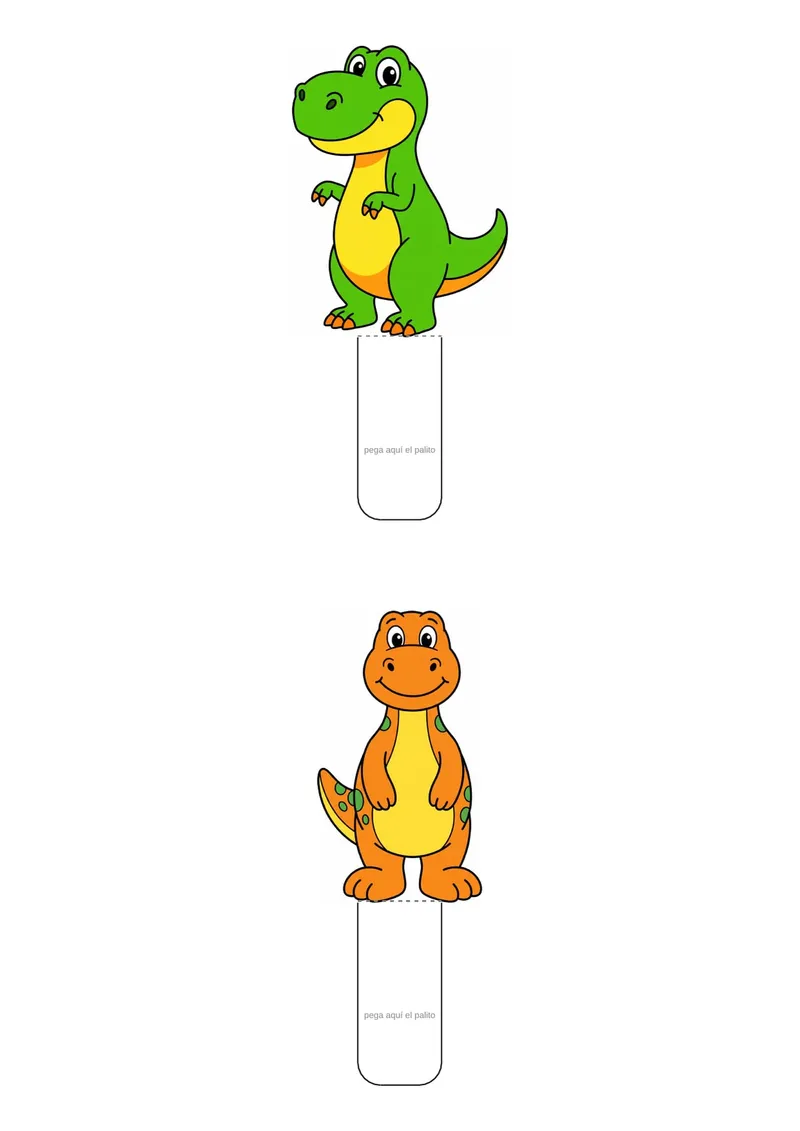 Títeres de Dinosaurios para imprimir — Primaria