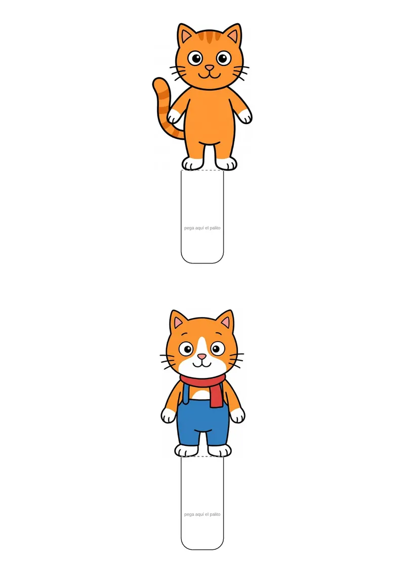 Títeres de un gato para imprimir — Primaria