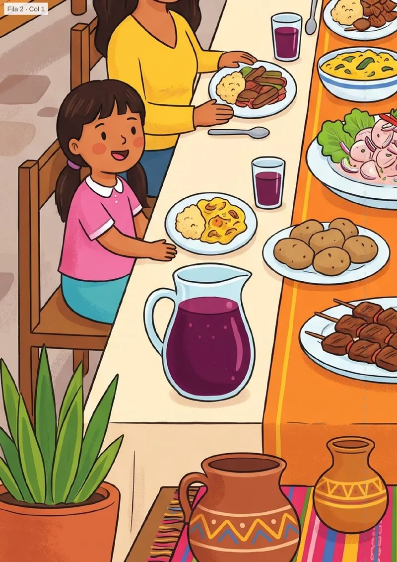 un almuerzo familiar peruano de domingo para el mural del aula — página 3 de 4