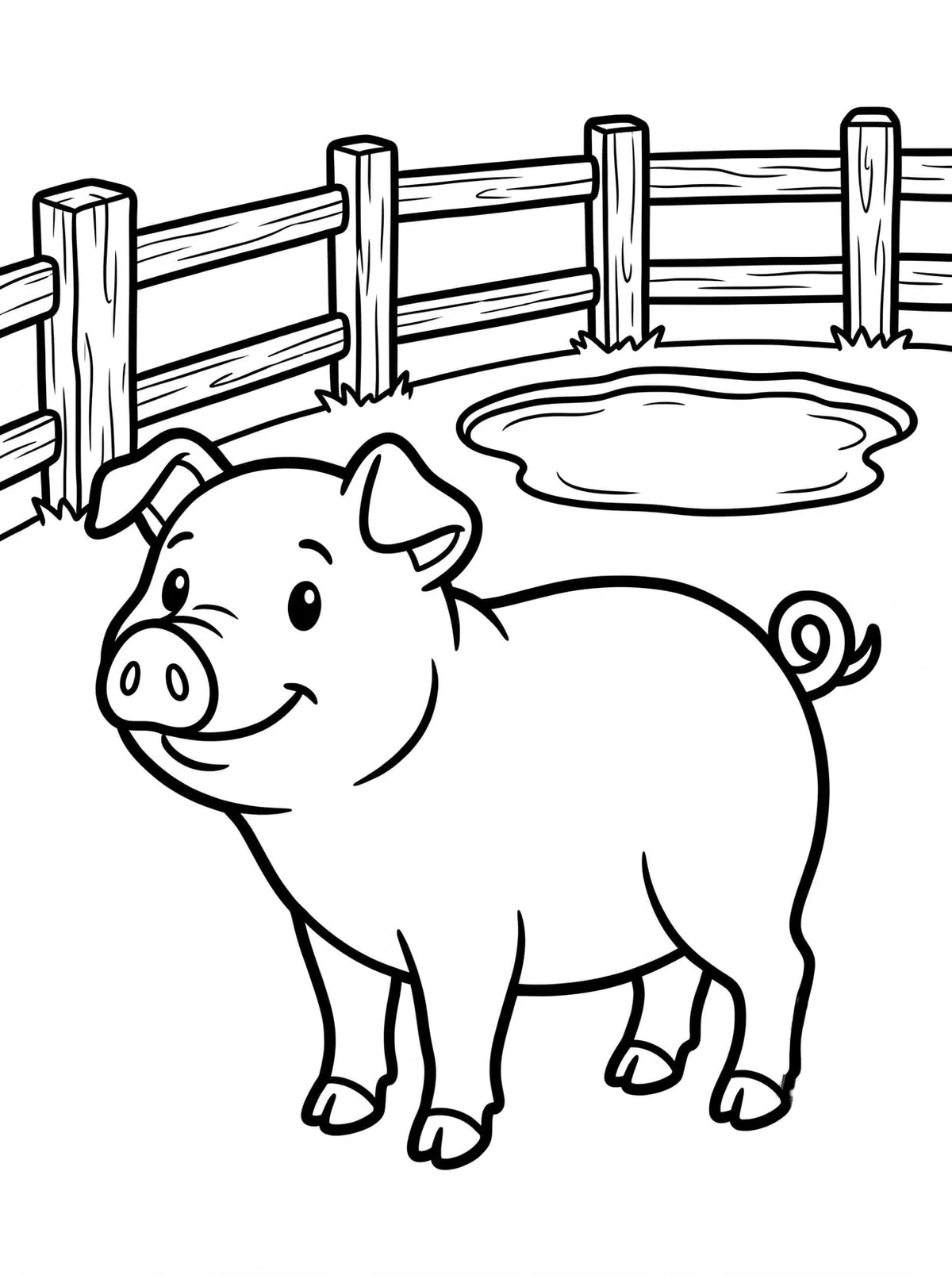 Dibujo de un Chancho en la Granja — dibujo para colorear para imprimir de Primaria